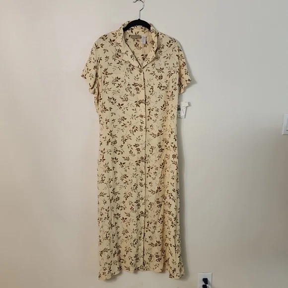 Liz Claiborne Dresses Liz Claiborne Long Tan Floral Dress Size